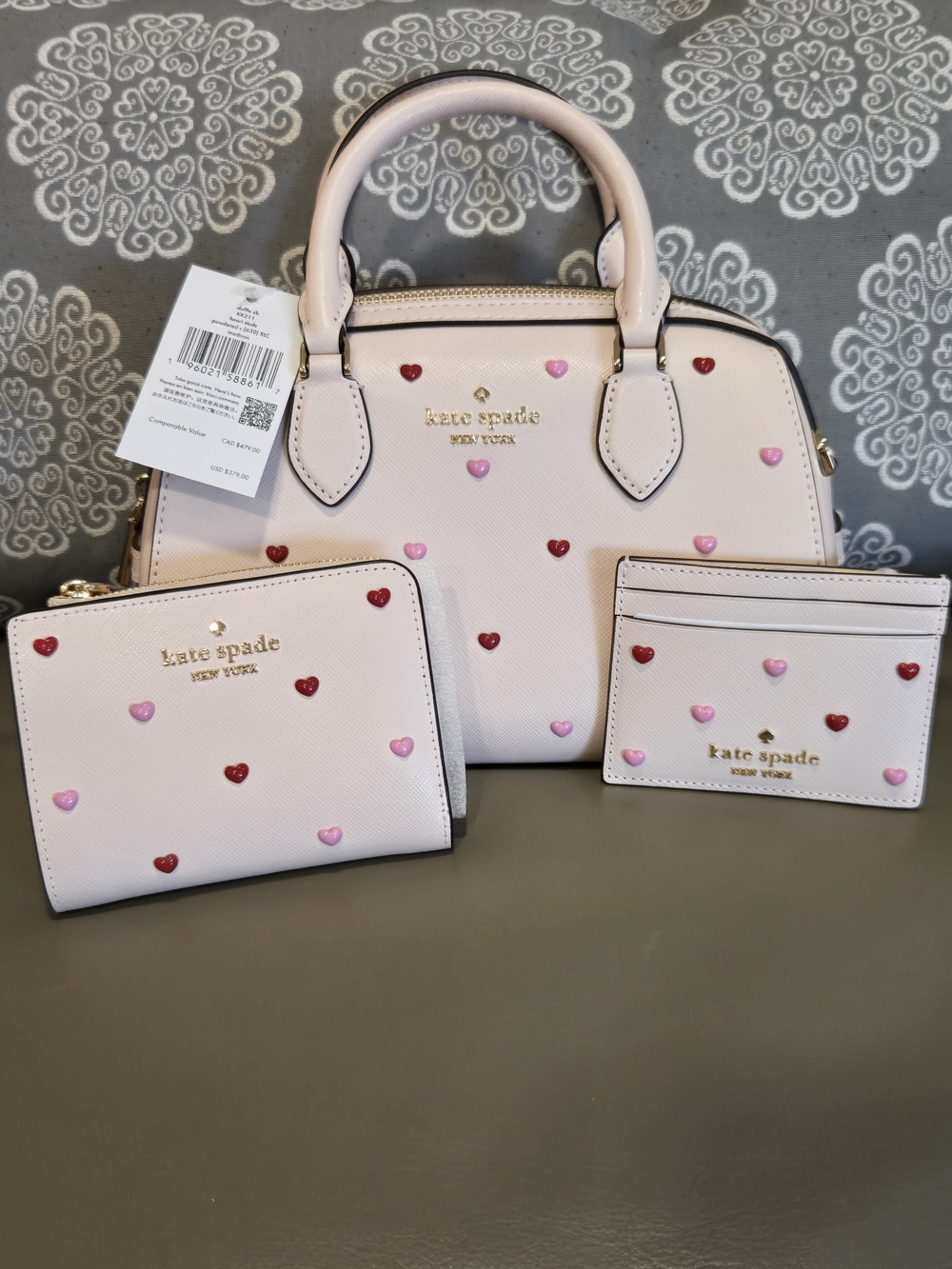 Kate Spade Madison Heart Studs Set Pink NWT - Picture 2 of 15